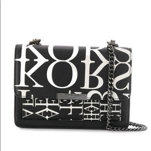 Michael Kors Jade Black White Leather Shoulder Bag